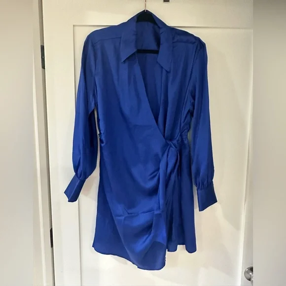 mango blue dress long sleeve Mango long sleeve satin maxi dress in navy